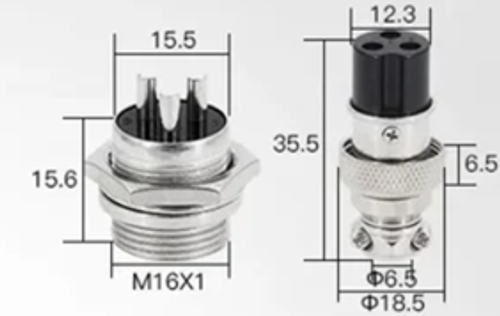 GX16 waterproof aviation 3pin connector