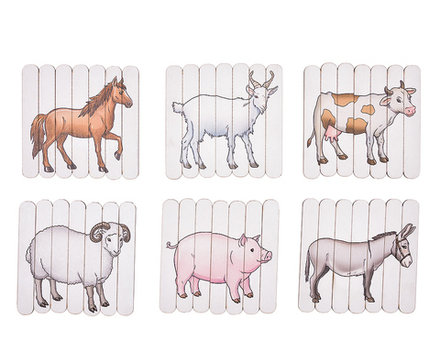 Пазлы из палочек "Ферма"