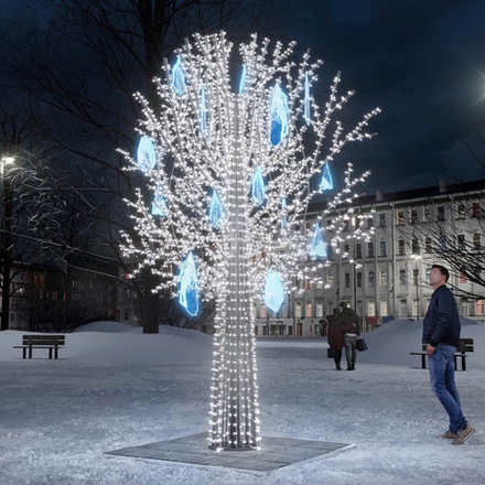 Светодиодное дерево с кристаллами