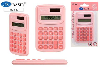 Калькулятор-мини 9,7*6*0,8см. 8-разрядный, двойное питание, микс цветов МС-887 (Basir)
