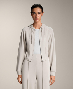 Oysho Приталенная укороченная куртка с капюшоном, серо-коричневый