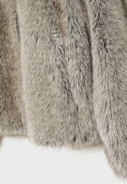 STRADIVARIUS Шуба из искусственного меха с высоким воротником, темно-серый
