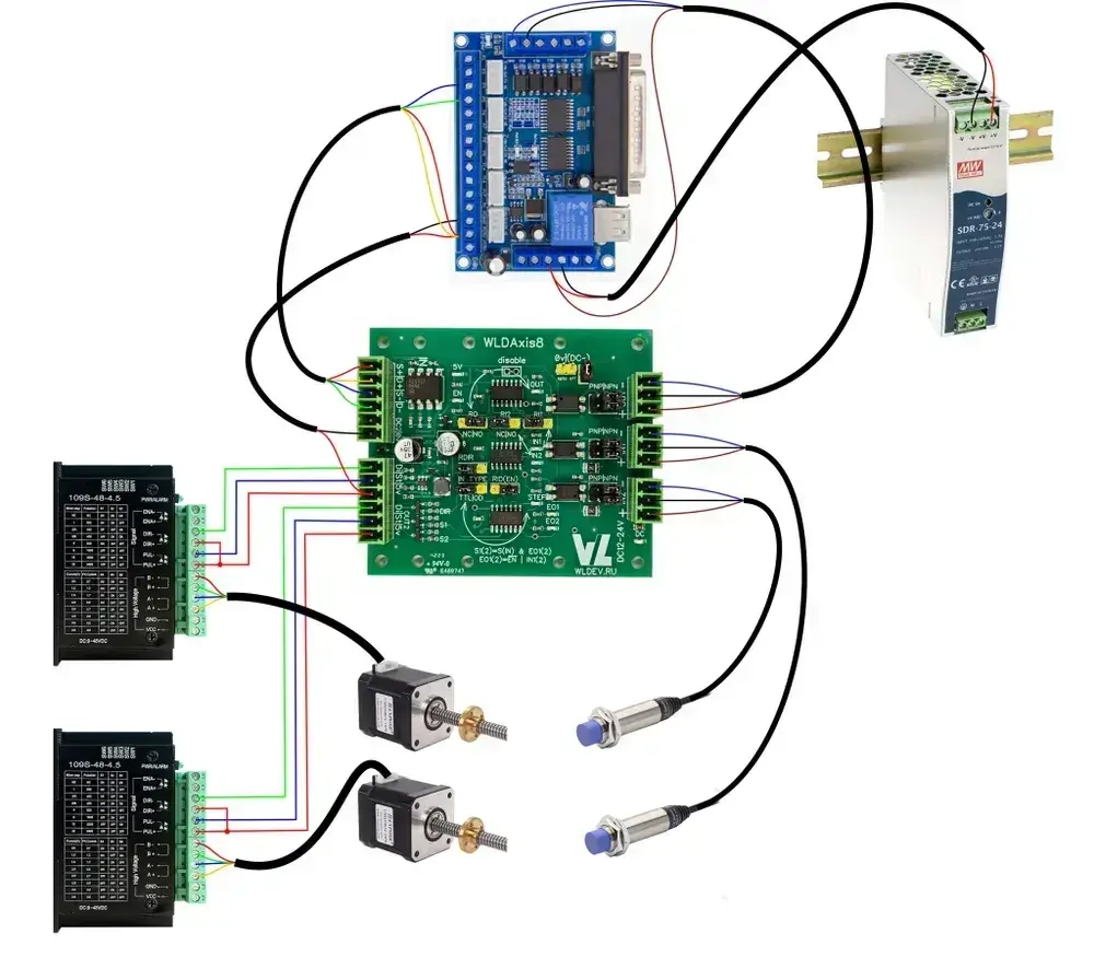 Плата выравнивания портала станка с ЧПУ. WLDAxis 8 (DC-DC)
