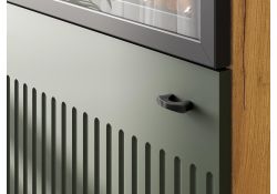 Витрина Эдолина дуб золотой / черный / олива софт