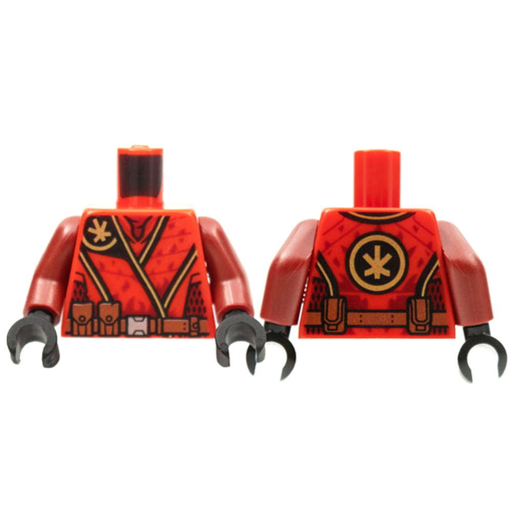 Туника для торса, Золотая буква K в виде логотипа Ninjago, Темно-красная сетка, Красно-коричневый пояс с рисунком / Темно-красные руки / Черные кисти 973pb4211c01