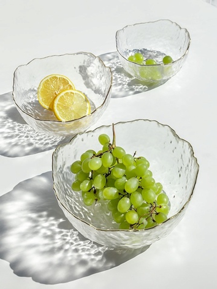 Салатник (маленький) LUCKY 13x6,5; 350мл, прозрачный с золотой каймой