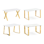 Керамический стол Woodville Селена 2 160х90х77 белый мрамор, золото