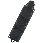 Розетка переносная 3-местная c/з STEKKER, RST16-23-44, штепсельная 250В, 16А, IP44, черный 32739