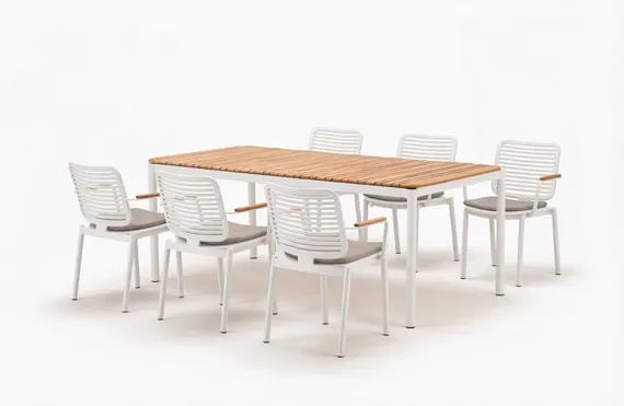 Комплект уличной мебели Armona из стола и 6 стульев, белый