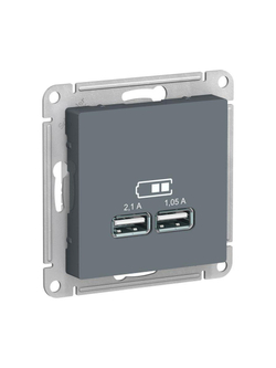 Розетка USB AtlasDesign тип A+A 5В 1х2.1А 2х1.05А механизм грифель SE ATN000733