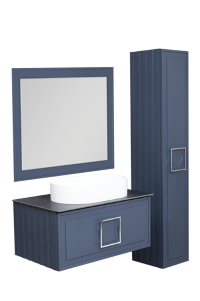 Зеркало с подсветкой La Fenice Cubo Blu Grigio 80х60 синий матовый FNC-02-CUB-BG-80-60