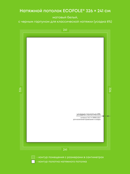 Матовый натяжной потолок 7.9 м2