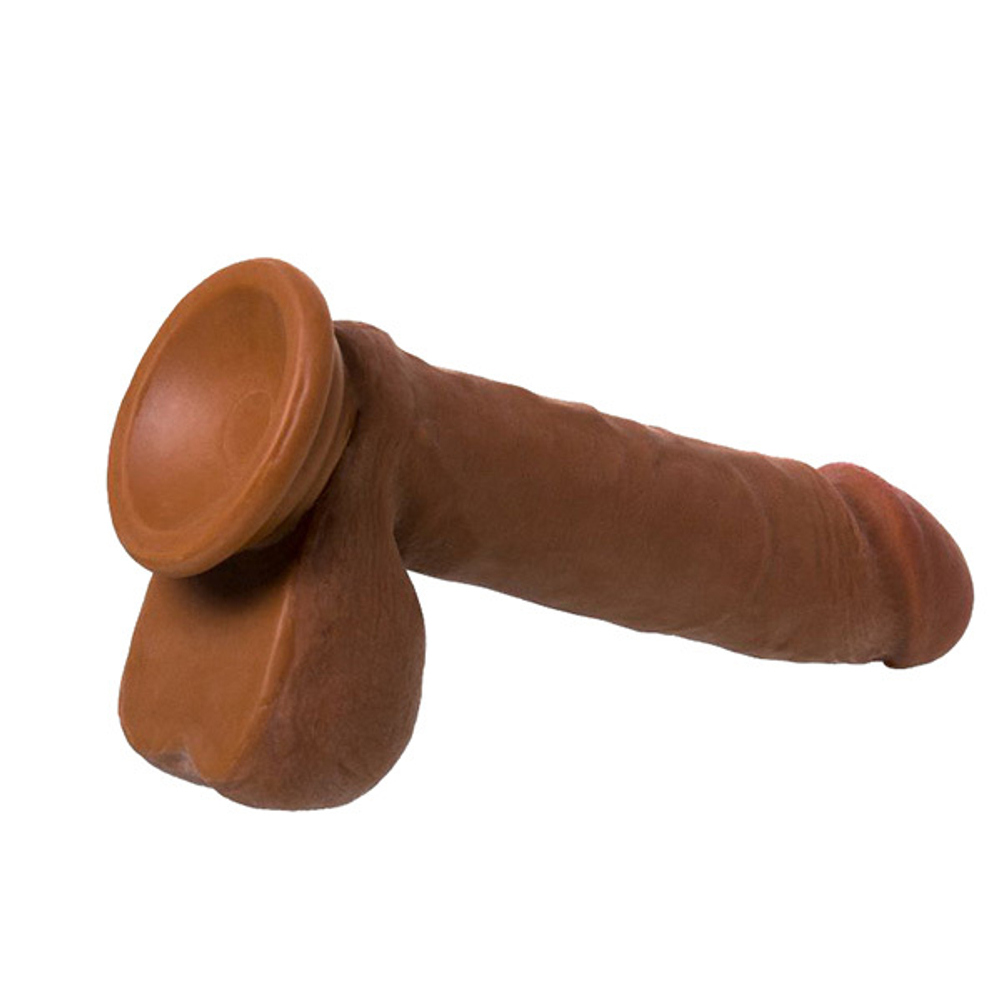 Коричневый вибратор-ротатор 21см на присоске ToyFa RealStick Elite Mulatto 985102-1