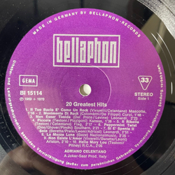 Винтажная виниловая пластинка LP Adriano Celentano Адриано Челентано 20 Greatest Hits (Германия 1978)
