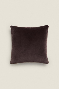 ZARA HOME БАРХАТНЫЙ ЧЕХОЛ ДЛЯ ДЕКОРАТИВНОЙ ПОДУШКИ, ШОКОЛАДНЫЙ