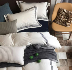 ZEPHYR HOME КПБ Двуспалка ЕВРО Египетский хлопок 100s белый с синим