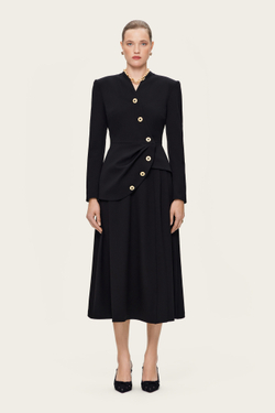 Черная юбка-миди с защипами "Бланш"