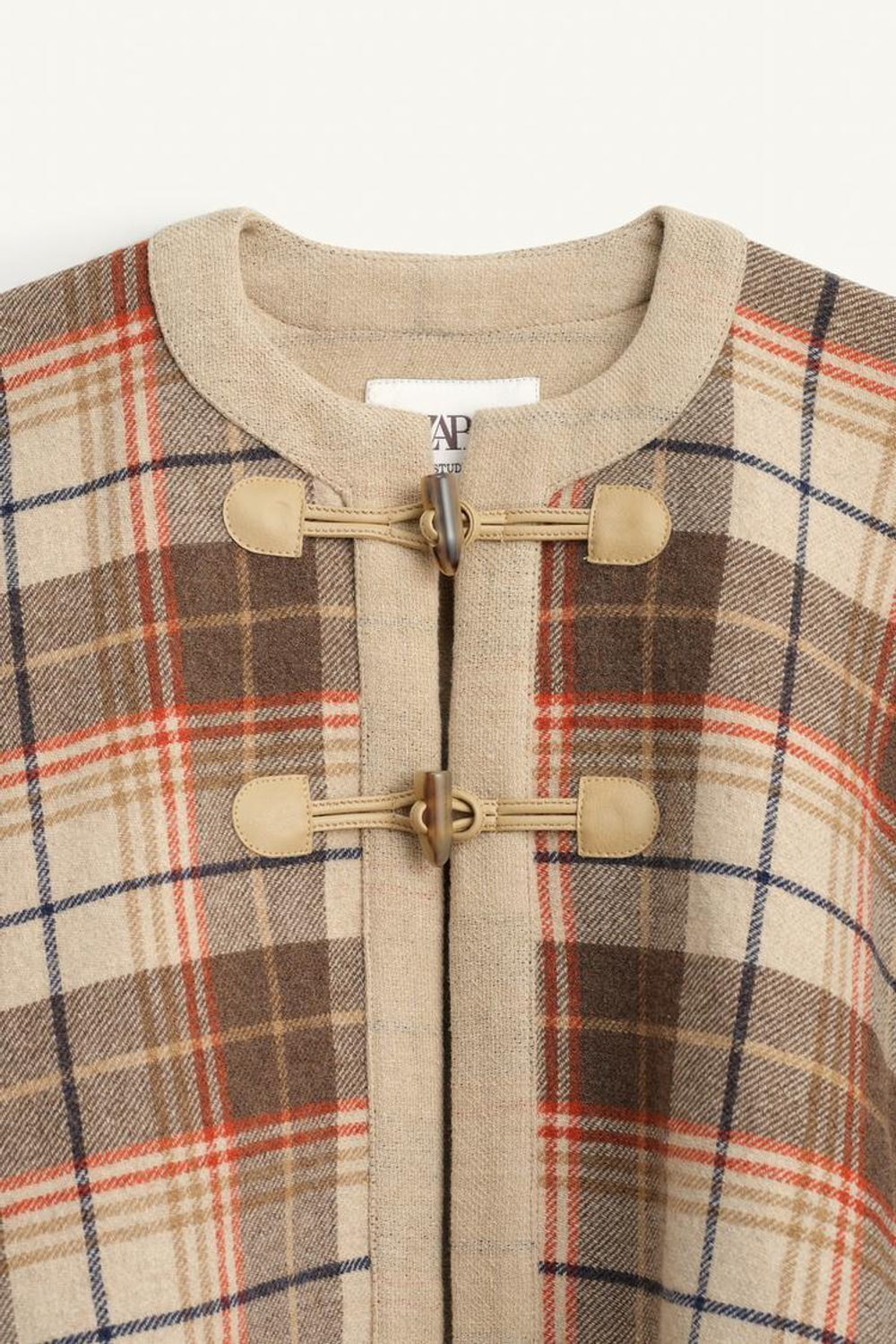 ZARA ПОНЧО С КРУГЛЫМ ВЫРЕЗОМ, БЕЖЕВО-КОРИЧНЕВЫЙ