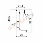 KB96 Профиль горизонтальный L-образный для нижних баз С ПОДСВЕТКОЙ 4м Черный браш A25