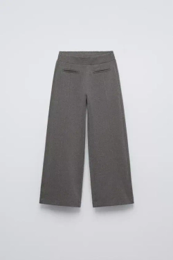 ZARA БРЮКИ ПРЯМОГО КРОЯ В ЕЛОЧКУ, АНТРАЦИТОВО-СЕРЫЙ