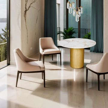 Стол DUBAI 120 Calacata gold gloss / gold slats