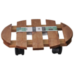 Подставка для цветов напольная на колесиках Флорэль деревянная в стиле рустик (состаренный), круглая, браун