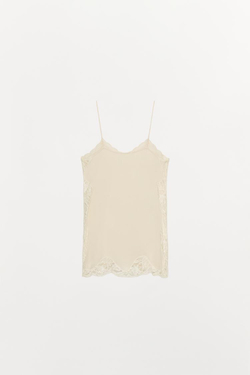 ZARA ТОП В БЕЛЬЕВОМ СТИЛЕ С КРУЖЕВОМ — ZW COLLECTION, ЭКРЮ