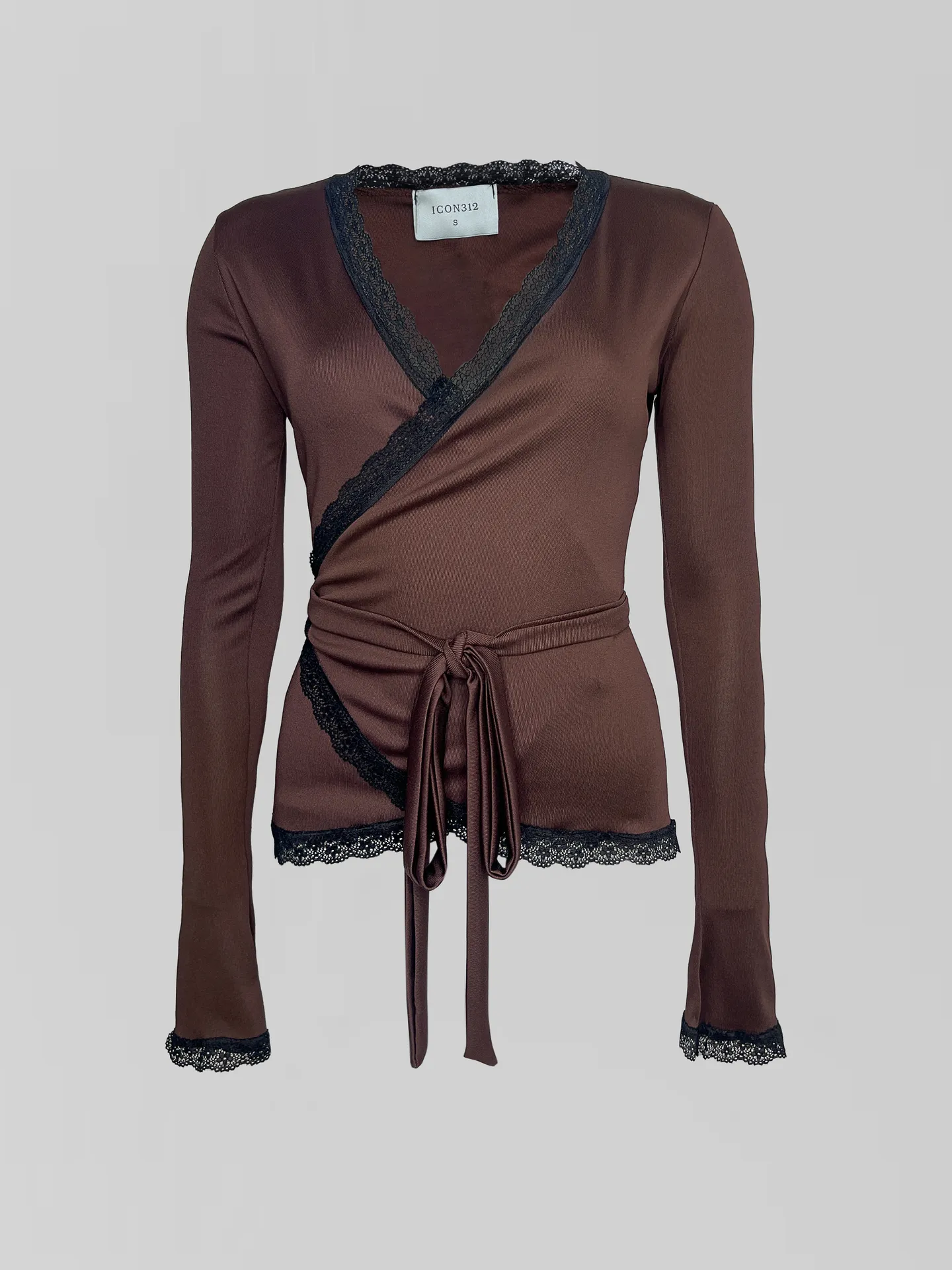 Кофточка TREND ICON 312 однотонная на запах с отделкой кружевом