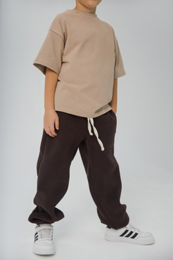 Джоггеры с начёсом свободного кроя Шоколад