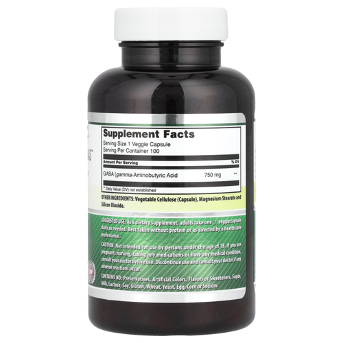 Amazing Nutrition, Габа, 750 мг, 100 вегетарианских капсул