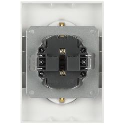 Розетка ЭРА Galaxy 15-2105-08 с заземлением двойная 2X2P+E Schuko со шторками IP20 16А-250В белый матовый | Эра Galaxy