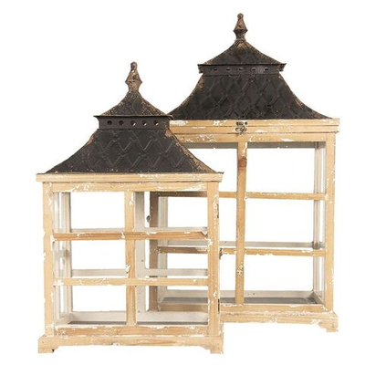 Набор из 2-х подсвечников "Грейси" 46x28x78 / 39x20x62см Металл,стекло,дерево