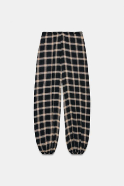 ZARA БРЮКИ-АЛАДДИН В КЛЕТКУ — ZW COLLECTION, ЧЕРНЫЙ/ЭКРЮ