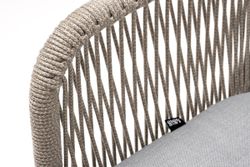 "Лион" стул плетеный из роупа, каркас алюминий светло-серый (RAL7035) шагрень, роуп серый меланж круглый, ткань светло-серая