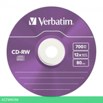 CD-R диск VerbatimW 700Mb 12x Slim case Color 5шт (43167)