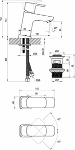 Смеситель для раковины Ravak 10° Free black-TD F 011.20 X070147 Черный матовый
