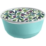 Миска пластиковая 2л «Bergamo» с крышкой с декором (зеленый)