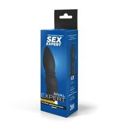 Черный силиконовый анальный вибратор Sex Expert - 13 см.