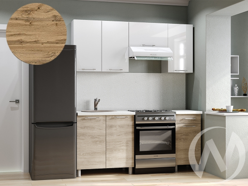 Кухня Нора 1.8м с окапом (корпус белый/белый; дуб шале светлый)