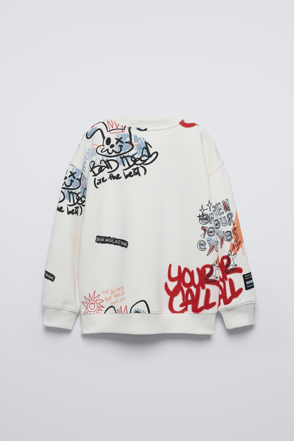 ZARA ТОЛСТОВКА С ПРИНТОМ, ЭКРЮ