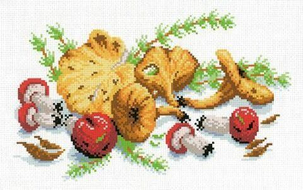 Рисунок-схема на канве для вышивания крестом "Грибной урожай", 40 х 30 см / 28 х 19 см (Россия)