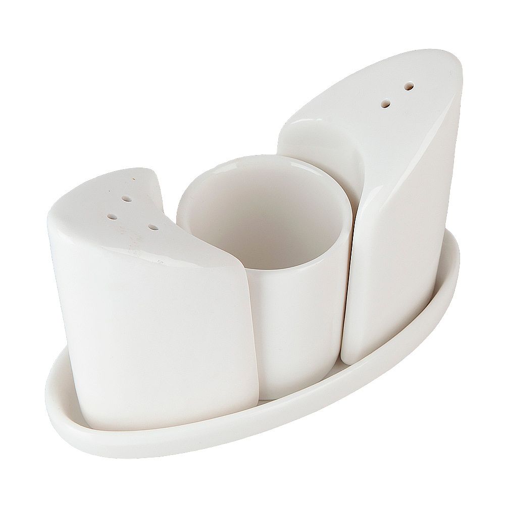 Набор для специй солонка/ перечница/ подставка для зубочисток " " 13*4,5*9,5см. (фарфор)