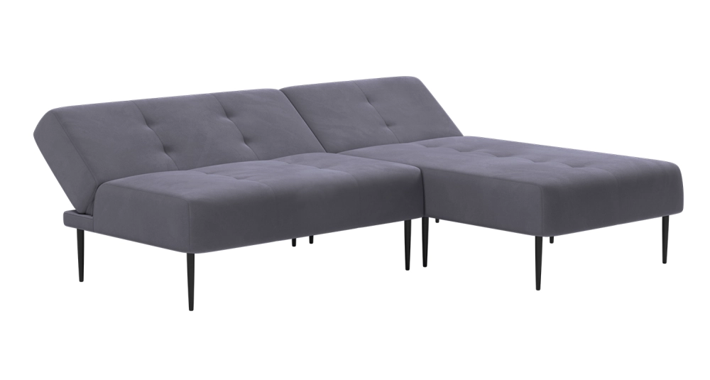Monaco диван-кровать с шезлонгом, без подлокотников, бархат серый 27