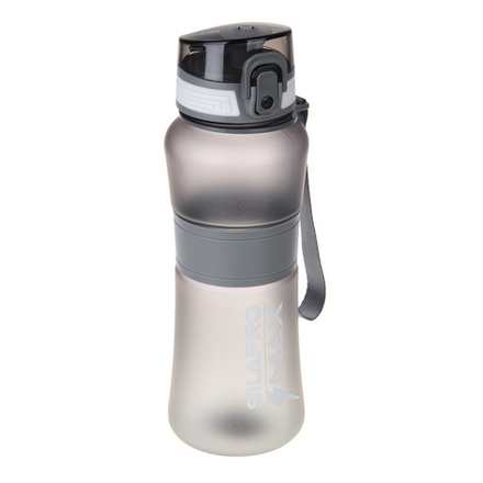 SILAPRO MAX Бутылка спортивная с замком, ULTIMATE GREY, 600мл, РС, силикон