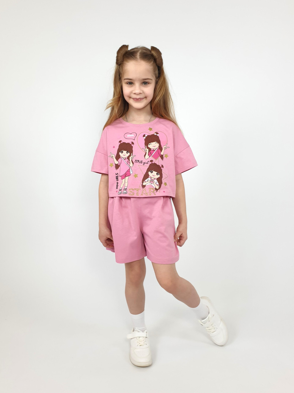 02-159-4 Комплект для девочки (джемпер+ шорты)