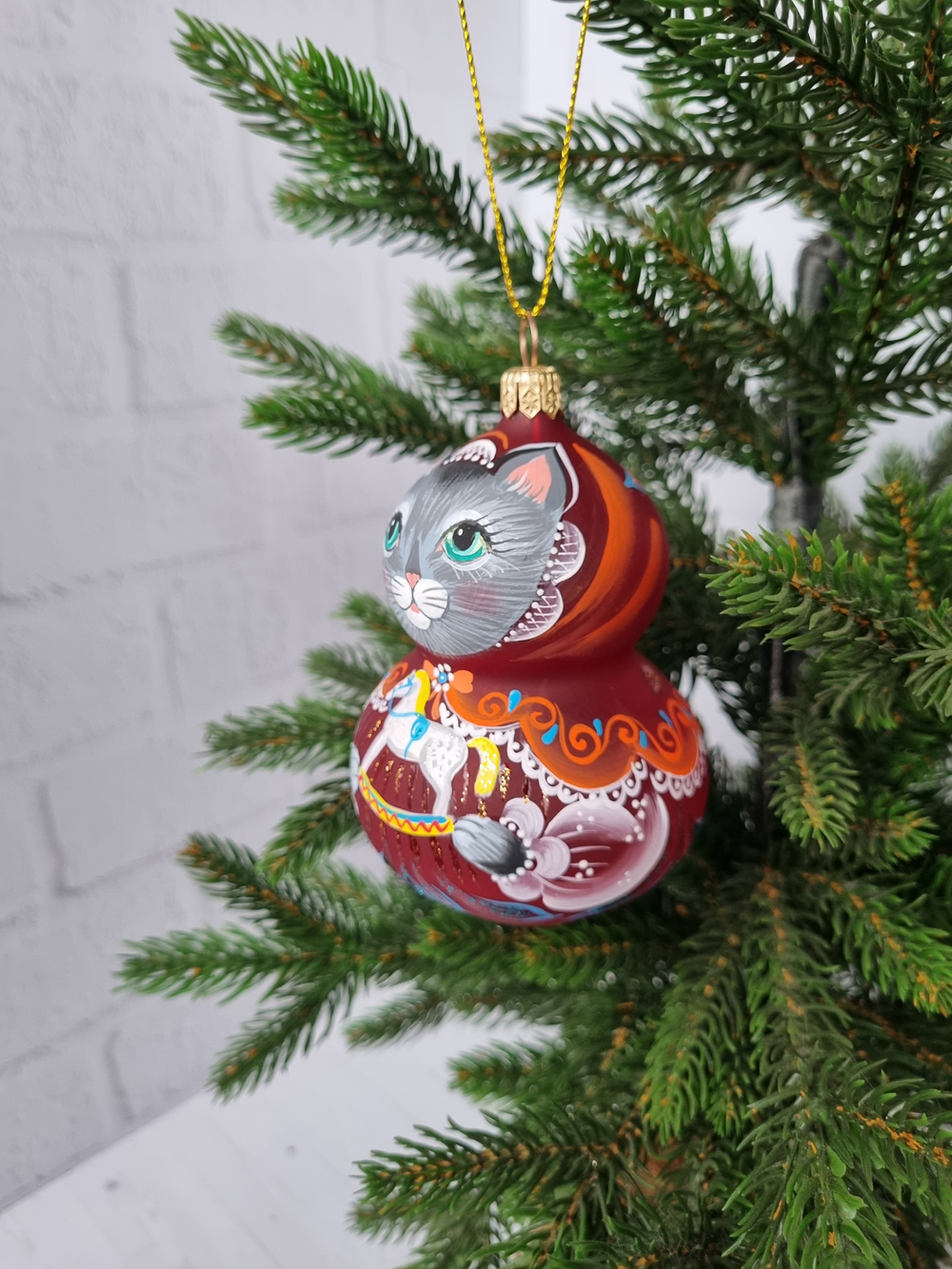 Кошечка Машка стеклянная игрушка