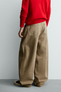 ZARA ДЖИНСЫ BALLOON FIT, ПЕСОЧНЫЙ