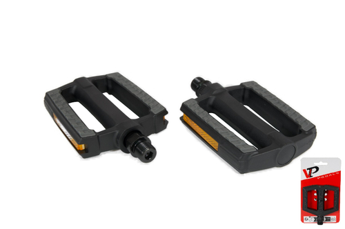 Педали VP CITY пластиковые, 111 x 80мм, резьба 9/16", подшипники, серо-черные(50)
