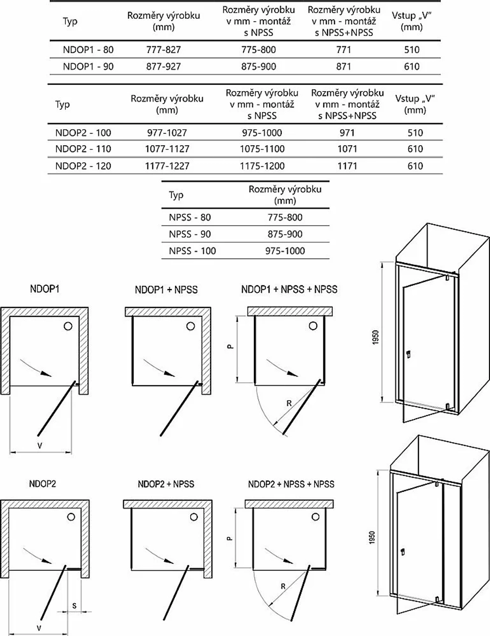 Душевой уголок Ravak Nexty NDOP1+NPSS 80x90 стекло прозрачное/профиль сатин