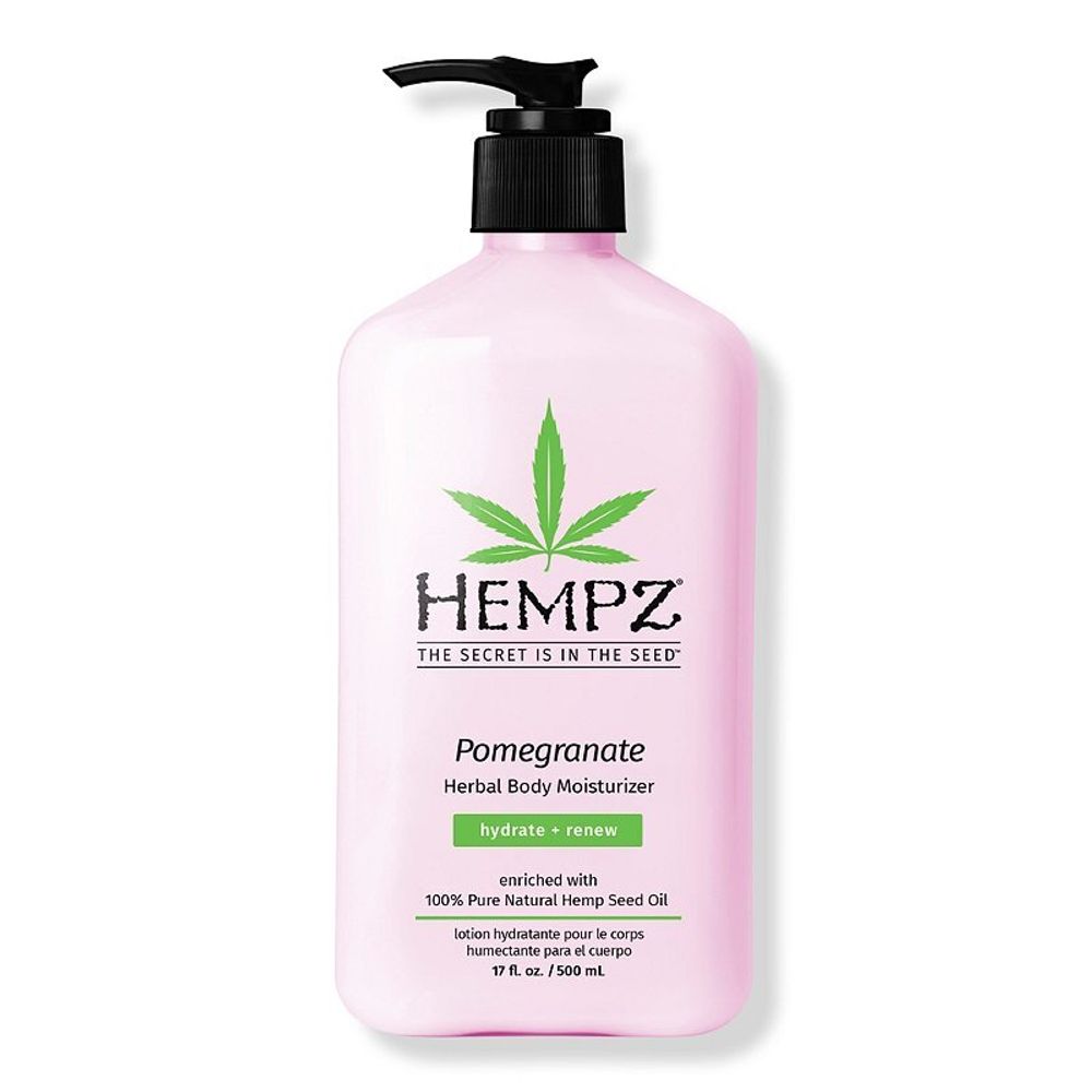 Hempz pomegranate herbal body moisturizer hydrate+renew enriched with 100% pure natural hemp seed oil 500ml